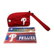 Philadelphia Phillies Red Wristlet Cell Phone Case Purse &amp; 3D Car Magnet - $12.86