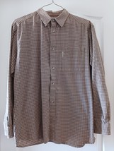 Men&#39;s Columbia Tan Plaid Long Sleeve Button Up Large Shirt - $13.00