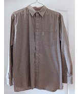 Men&#39;s Columbia Tan Plaid Long Sleeve Button Up Large Shirt - $13.00