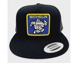 Michelin Man Flat Bill Snapback Mesh Trucker Embroidered Patch Black - $19.79