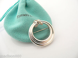 Tiffany &amp; Co Silver 18K Gold Signature X  Rope Brooch Pin Rare Gift Pouc... - £277.17 GBP