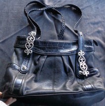 Beautiful Brighton Black Leather Handbag With Box - Gorgeous Detail - CLEAN- Gcd - £85.18 GBP