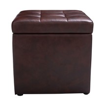 Ottoman Pouffe Storage Box Lounge Seat Footstools  - Color: Brown - £68.39 GBP