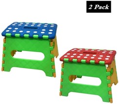 2 Pack 7&quot; Collapsible Folding Plastic Kitchen Stool w/ Handle - £14.22 GBP