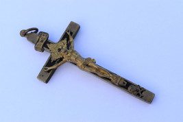 ⭐antique French crucifix ebony wood &amp;  bronze ⭐ - £43.02 GBP