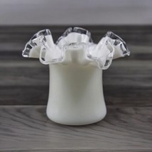 Vintage Fenton Milk Glass Silver Crest  Top Hat Ruffled Edge - £15.50 GBP