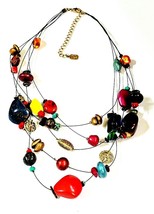 U and I Colorful Mixed Bead Four Strand Necklace  15-18&quot; - £7.82 GBP
