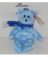 Ty 1999 Holiday Teddy 6&quot; Beanie Babies baby plush toy blue white - $10.24