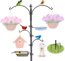 Bird Feeding Station - 7ft Tall Metal Pole Bird Feeder Stand with 4 Ground Stake - £44.85 GBP