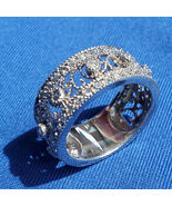 Sterling Silver DESIGNER White CZ Filigree Wedding Band ETERNITY Ring Si... - $213.75