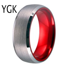 Classic Men&#39;s wedding &amp; Engagement Jewelry Red Plated Ring for Women 8mm Tungste - £23.09 GBP
