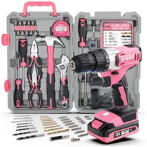 81Pc Pink 18V Cordless Power Drill Driver. Complete Home &amp; Garage Hand T... - $123.99