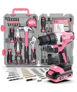81Pc Pink 18V Cordless Power Drill Driver. Complete Home &amp; Garage Hand T... - £98.74 GBP