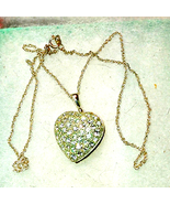 Beautiful silver heart rhinestone locket necklace - €23,28 EUR