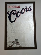 Vintage Rare Original Coors Beer Etched Mirror Wood Framed 28&quot; x 18&quot; Bea... - £83.33 GBP