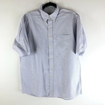 LL Bean Mens Shirt Single Needle Tailoring Cotton Striped Blue White 16 - £11.35 GBP