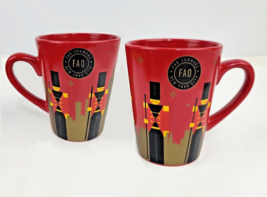 FAO Schwarz Galerie Nutcracker Soldier Mugs New York City 2 Mugs Red Bla... - $14.99