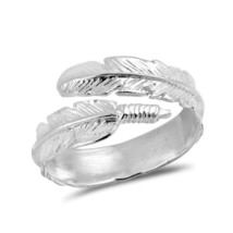 Spiritual Embrace Feather Wrap .925 Sterling Silver Ring-8 - £12.14 GBP