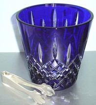Waterford Lismore Cobalt Blue Cased Ice Bucket &amp; Stainless Tongs #154874... - $498.90