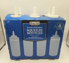 New Daily Chef 6-pack Plastic Squeeze Bottles 16 Ounces Translucent White NOS - £14.72 GBP