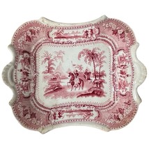 Antique Staffordshire Belzoni Red Transferware Horse Rider Handled Plate... - $75.00