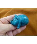 (Y-PIG-PO-713) blue Howlite ROLY POLY POT BELLY PIG gemstone FIGURINE ca... - $34.28 CAD