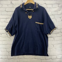 Polo Shirt Blue W Straw Accents Mens Sz 2XL Made In Guatemala - £13.99 GBP