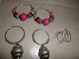 Lever Back Hoops w multi color Wood Beads Earrings. Boho+ pewter hoops +... - €6,05 EUR