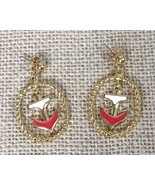 Vintage Avon Gold Tone Oval Anchor Earrings  Nautical Coastal Cowgirl Be... - $11.88