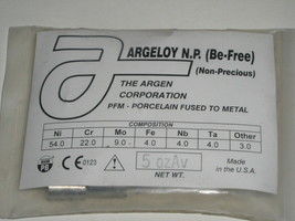 Argen Argeloy Dental Non Precious Casting Alloy Non Beryllium 5 Oz Packa... - $124.99