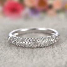 Wedding Ring 1.20Ct Simulated Diamond Anniversary Band 14K White Gold Size 7.5 - £194.35 GBP