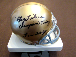 LOU HOLTZ &quot; PLAY LIKE A CHAMPION TODAY&quot; 88 NC SIGNED AUTO NOTRE DAME HEL... - £155.05 GBP