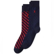 Polo Ralph Lauren Men&#39;s Dot &amp; Stripe Slack Socks, 2-Pack Blue Navy-Sock ... - $332.60 MXN