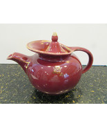 VTG HALL WINDSHIELD TEAPOT MAROON WITH GOLD FLORAL DECORATION #0698  6 C... - $21.73