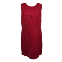 Adrianna Papell Womens Sheath Dress Red Stretch Jewel Neck Sleeveless Petite 12P - £14.87 GBP