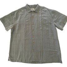 Island Shores Mens Checked Camp Shirt Gray Size 2XL Short Sleeve Button, Pocket - £9.61 GBP