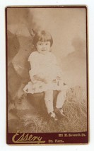 Antique CDV c1870s Essery Adorable Young Girl In Beautiful Dress St. Paul, MN - £7.41 GBP