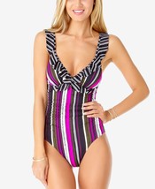 Anne Cole Womens Sketch Book Printed Ruffle One piece Swimsuit,Multi,6 - £42.06 GBP