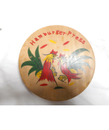 TRANSCO Round Wooden Hamburger Press Roosters Fighting Hinged MCM Japan - £15.62 GBP