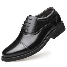 Height Increase Men Wedding Shoes Hidden Heel 6 CM Male Captain Military Wear Bl - £75.65 GBP