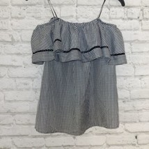 Sienna Sky Womens Top Small Black White Gingham Plaid Off the Shoulder S... - $19.95