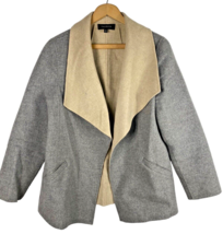 Talbots Medium Open Front Wool Jacket Coat Gray Tan Inside Womens 10 12 ... - $46.39