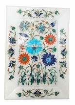 10&quot;x7&quot; Marble Serving Tray Pietradura Arts Floral Mosaic Inlay Art Kitch... - $466.50