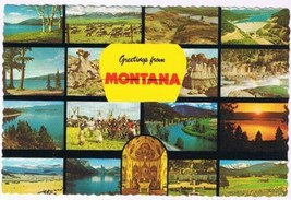 Postcard Greetings From Montana Multi View Big Sky Country - £2.95 GBP