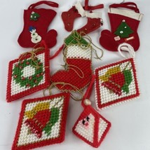 Lot Plastic Canvas Yarn Needlework Quilted Felt Cut Out Christmas Orname... - £15.54 GBP