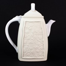 Jars France Nagar Tea Pot White and Cream with Raised Embossed Ivy Leaves - £32.68 GBP