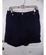 Lauren Ralph Lauren Navy Blue Gold Buttons Cuffed Casual Shorts Size 10 ... - £17.12 GBP