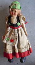 Vintage 1930s Jointed Cloth Blonde Ethnic Girl Doll 9 3/4&quot; Tall  - £58.93 GBP