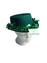 St. Patrick&#39;s Day Green Velvet/Tinsel Hat Adult Size - £32.82 GBP