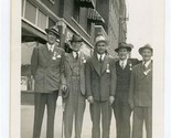 5 Well Dressed Men Wearing Hats and Badges Black &amp; White Photo - $17.82